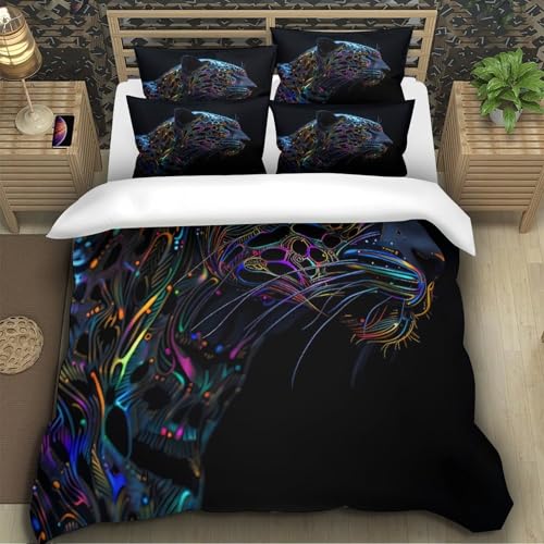 Parure de lit imprimée jaguar néon en microfibre douce premium 135x200 - 5