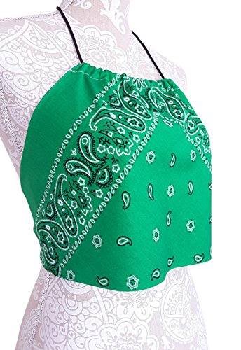 Downright Bandanas Bandana Halter Crop Top Shirt - Womens Clothing (Green) - Image 3
