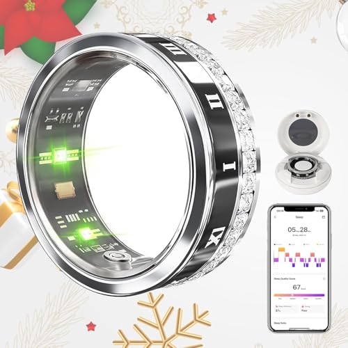 GANSI Smart Ring for Women & Men | IP68 Waterproof Fitness Tracker |Sleep Tracking Heart Rate Blood Oxygen Healthy Monitor Monitor | Activity/Steps/Calories | for iOS & Android
