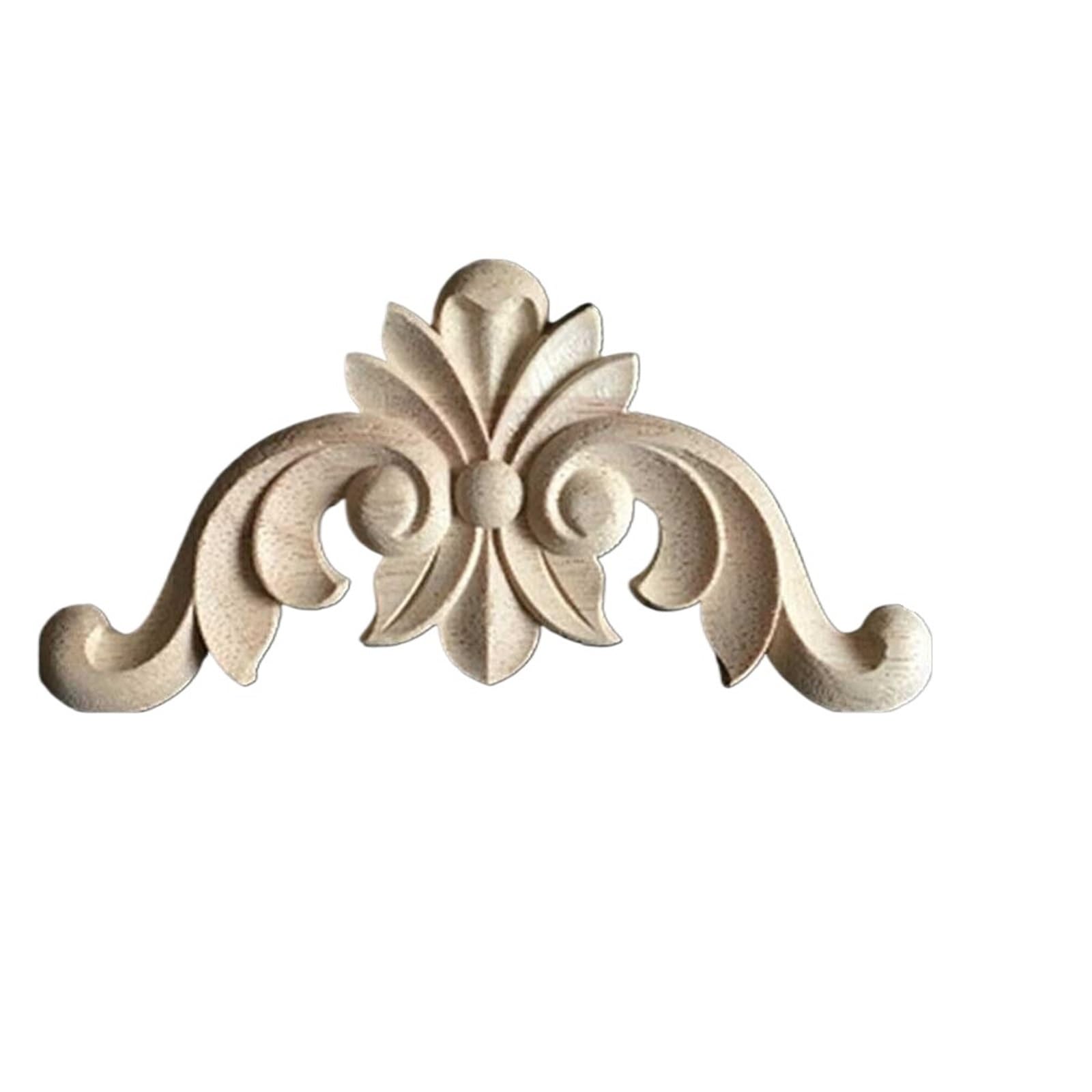 Wooden Furniture Decals Wooden Carved Corner Onlay Applique 4pc Furniture-Mouldings Decal DIY Decoration Frame Decor Cupboard Cabinet for Decoration(6x6cm)