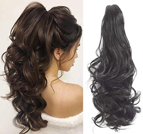 Felendy Ponytail Extension Claw 18" 20" Curly Wavy Straight Clip in Hairpiece One