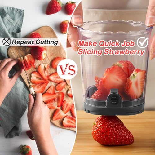 Creative Strawberry & Fruit Slicer - Detachable Cutter with Push Plate (Black) - 2