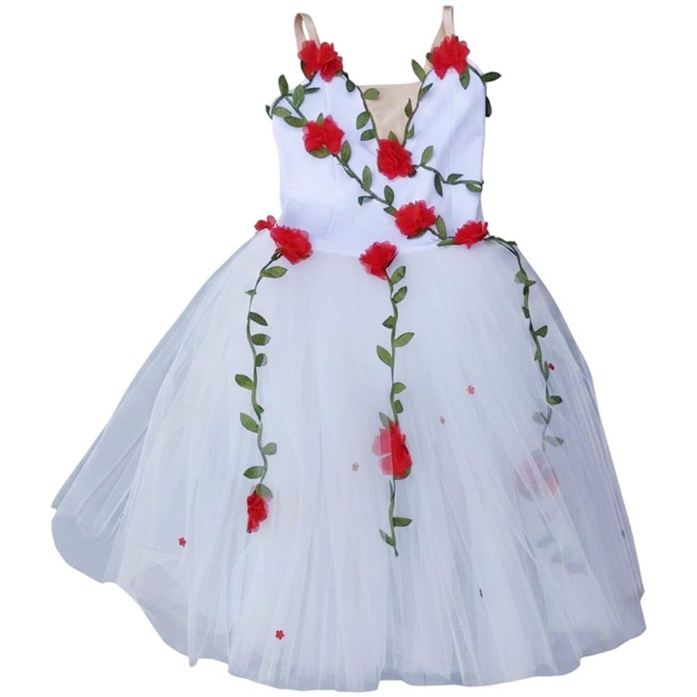 Robe de ballet à fleurs costume de danse classique extensible anti-frottement pour récitals
