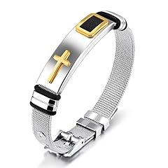 Silver Bracelet+Gold Cross