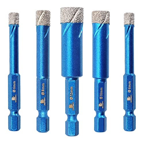 Broca de diamante de 6 8 10 12 mm, BRSCHNITT 5 piezas/paquete Broca de sierra de diamante para baldosas de porcelana, piedra de cerámica, granito, mármol