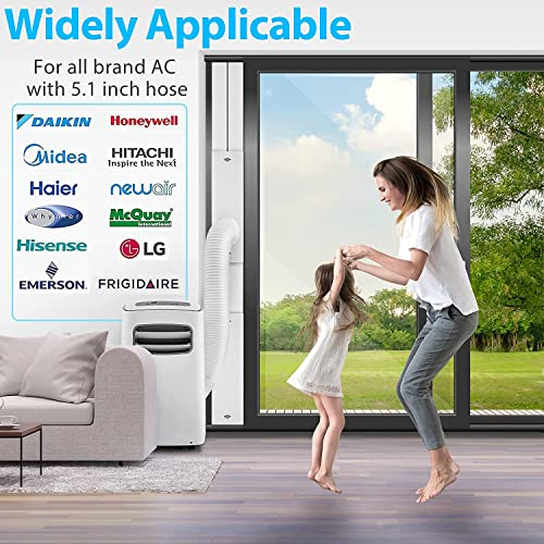 Tigejoy Sliding Door Air Conditioner Kit For 5.1 & 5.9 Inch Exhaust Hose Of Portable Ac, Max Adjustable Length 95 Inch Air Conditioner Window Vent Kit, Reinforced Pvc Plates, Seal, Universal Coupler #TOP6