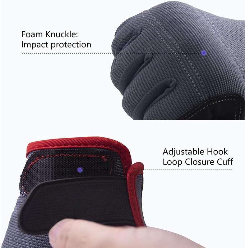 Work Gloves for Men & Women, Utility Mechanic Working Gloves, Touch Screen Compatible Lightweight Flexible with Cushioned Padding for Daily Tasks and Light Duty, Black