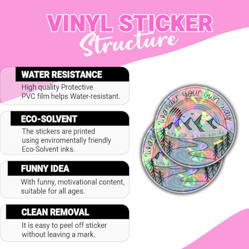 Image of (3 Pcs) Wander Your Own Way Sticker LGBTQ Stickers Rainbow LGBT Mountain Sticker LGBTQ+ Pride Stickers for Water Bottle Phone Case Gifts for LGBT Community Friends Coworker Besties 3 inchx3 inch (Hologram)
