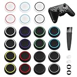 22 Pcs for PS5 Thumb Grips Caps, Non-Slip Silicone Thumb Grip Caps for PS4/PS5 Controller Joystick Capss, Wear-resistant Joystick Controller Replacement Grip Covers, with 1 Brush, 4 Protector Rings