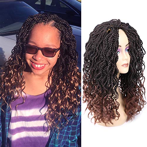 Mtmei Hair Ombre Crochet Braids,35 strands/pack 14 inch, curly Senegale Twist Hair Synthetic Braiding Hair extensions (5 Packs, #T30)