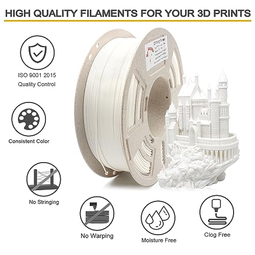 Image of RepRapper White PLA 3D Printer Filament 1.75mm (± 0.03mm) 2.2lb (1kg), Fit Most FDM Printer & 3D Pen