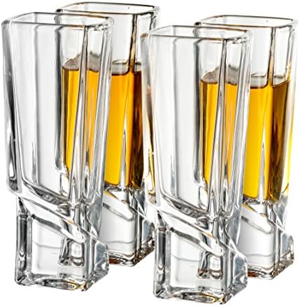 JoyJolt Carre Shot Glasses Square Heavy Base Shot Glass Set Of 4, 1.8-Ounce