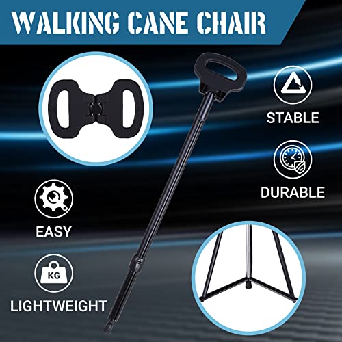 Walking Cane for Men & Women, Portable Cane Seat, Folding Cane Seat, Lightweight Sturdy Tripod Cane Stool with 2 Cane Tips, and Travel Bag,Balancing Mobility Aid Crutch for Seniors