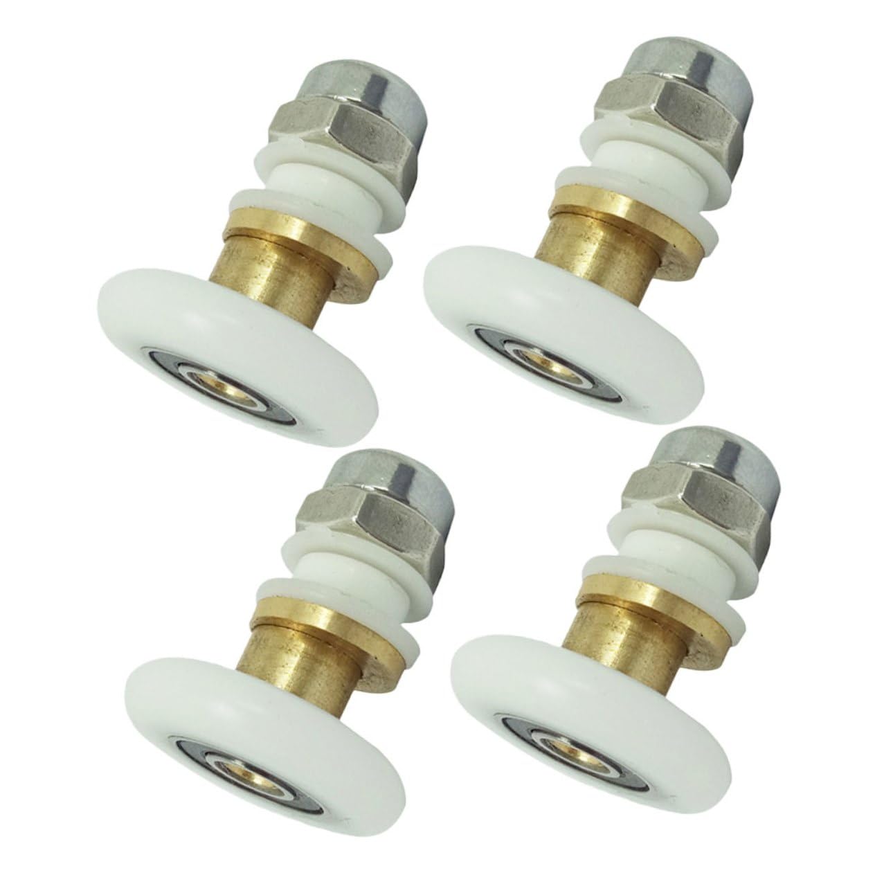 Rodillos para puerta de ducha de baño, set de 4 piezas en acero inoxidable y nylon