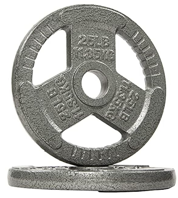 Fitvids Cast Iron Plate Weight Plate for Strength Training and Weightlifting, 2-Inch Center, 25LB (Set of 2)