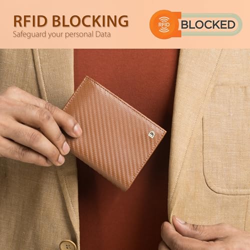 Image of Premium RFID Blocking Wallet for Men | Slim Carbon Fiber Leather with 12 Card Slots, Clear ID Window & Cash Pocket | Durable Bifold Genuine Cow Fiber Leather Wallet (Carbon CONIAC)
