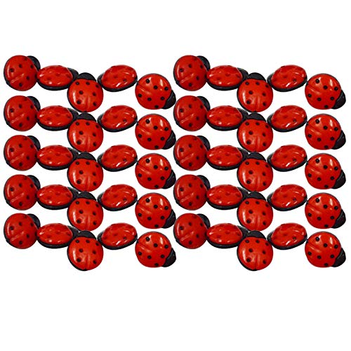 AiSi 100 Stück Kunststoff 3D Marienkäfer Knopf/Knöpfe Kinderknöpfe Für Nähen Basteln Handwerk Näharbeit DIY Werkzeug Dekoration 2 * 1.8cm Siebenpunkt Marienkäfer Rot Cover