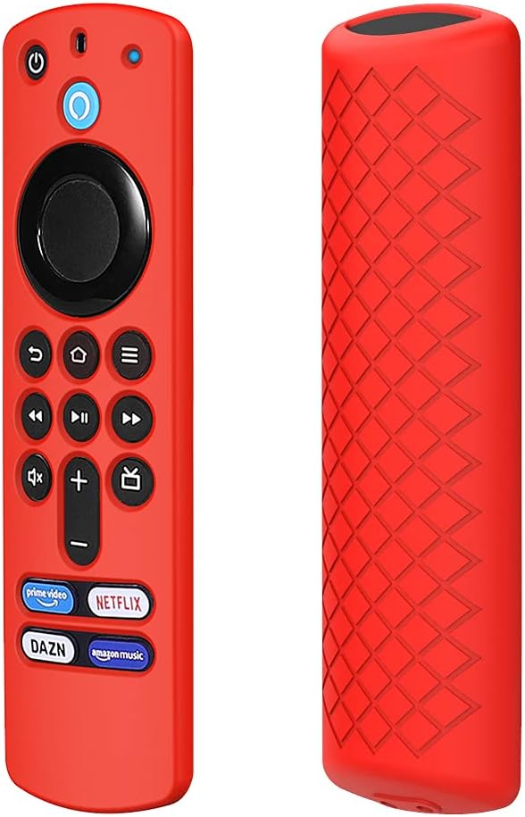 Remote Case Replacement for TVstick (3rd Gen) / 4K Max 2021 Release Alexa Voice Remote (3 Generation), Red Silicone Protective Cover Skin with Lanyard - LEFXMOPHY