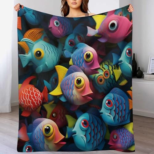 Couverture de lit flannel douce jeté de canapé chaud couverture plaid poisson - 2