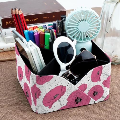 Pot à crayons rose coquelicots pour stations de maquillage et coiffeuses - 7