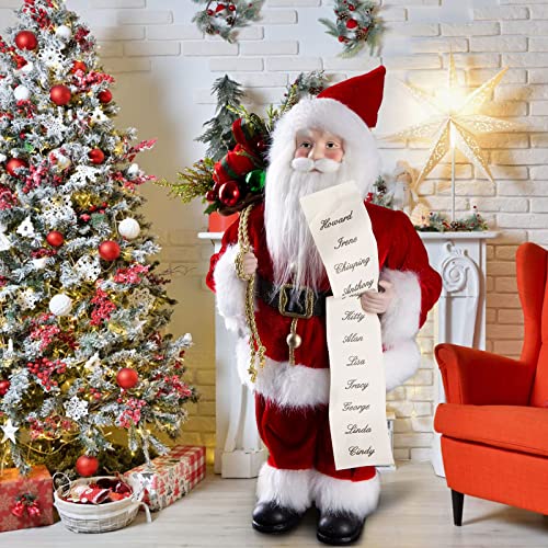 Uten Christmas Decorations 18 Santa Clause Figurines Decorations Christmas Socks and Gifts Bag Standing Home Party Holiday Decor and Birthday Gifts.