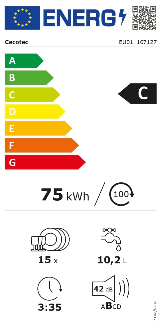 Cecotec Lavastoviglie Compatto 60cm Bolero Aguazero 6620 Inox C. 1850W, 15 Coperti, 8 Programmi, Motore Inverter, Schermo FullColor, Smart Wash, Turbo Dry+, AutoClean, Mezza Carica, Avvio Ritardato
