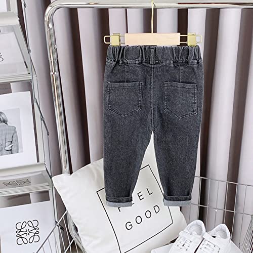 Little Girls Boys Elastic Waist Jeans Pull On Denim Pants Trousers2