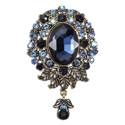 Image of Vintage Teardrop Rhinestone Brooch Crystal Diamond Wedding Brooches and Pins Flower Badge Boutonniere Corsage for Women