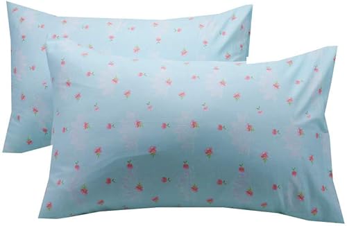 Funda de almohada azul de 2 piezas para cabello y piel, 100% algodón, tamaño estándar, con cierre de sobre, 20 x 30 pulgadas