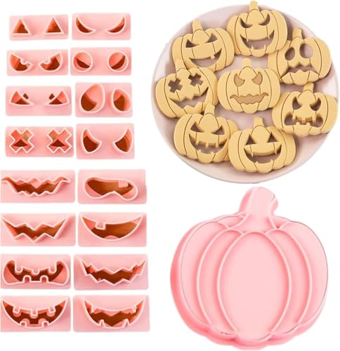13Pcs Halloween Cookie Cutter Set Plastic Christmas Cookie Stamps for Cookie Dough Pastry Donut Fondant Sugarcraft DIY Cake Decoration Chocolate Mould Cookie
