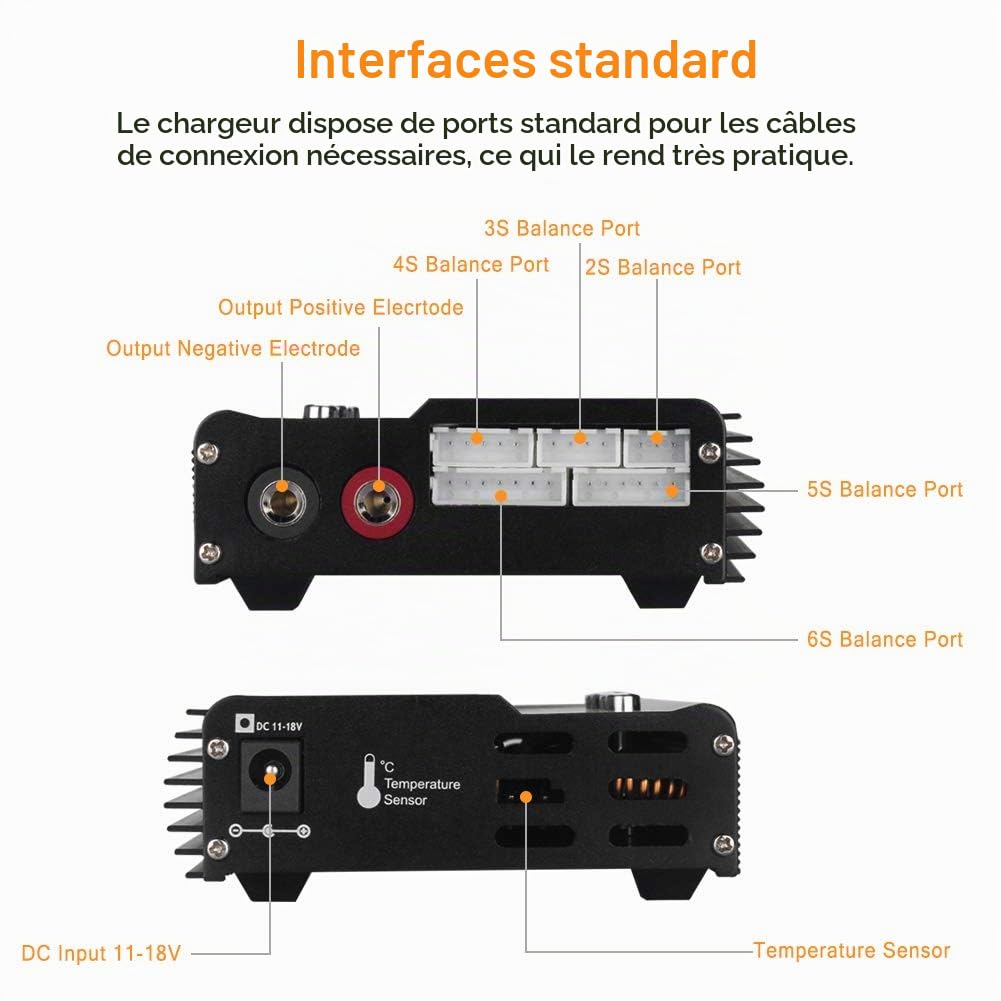 Haisito LiPo Chargeur Batterie Balance, Chargeur Numérique 1S-6S 80W 6A pour Batterie Li-ION NiCd NiMH LiHV PB Batterie Intelligente, Connecteurs Deans + Alimentation