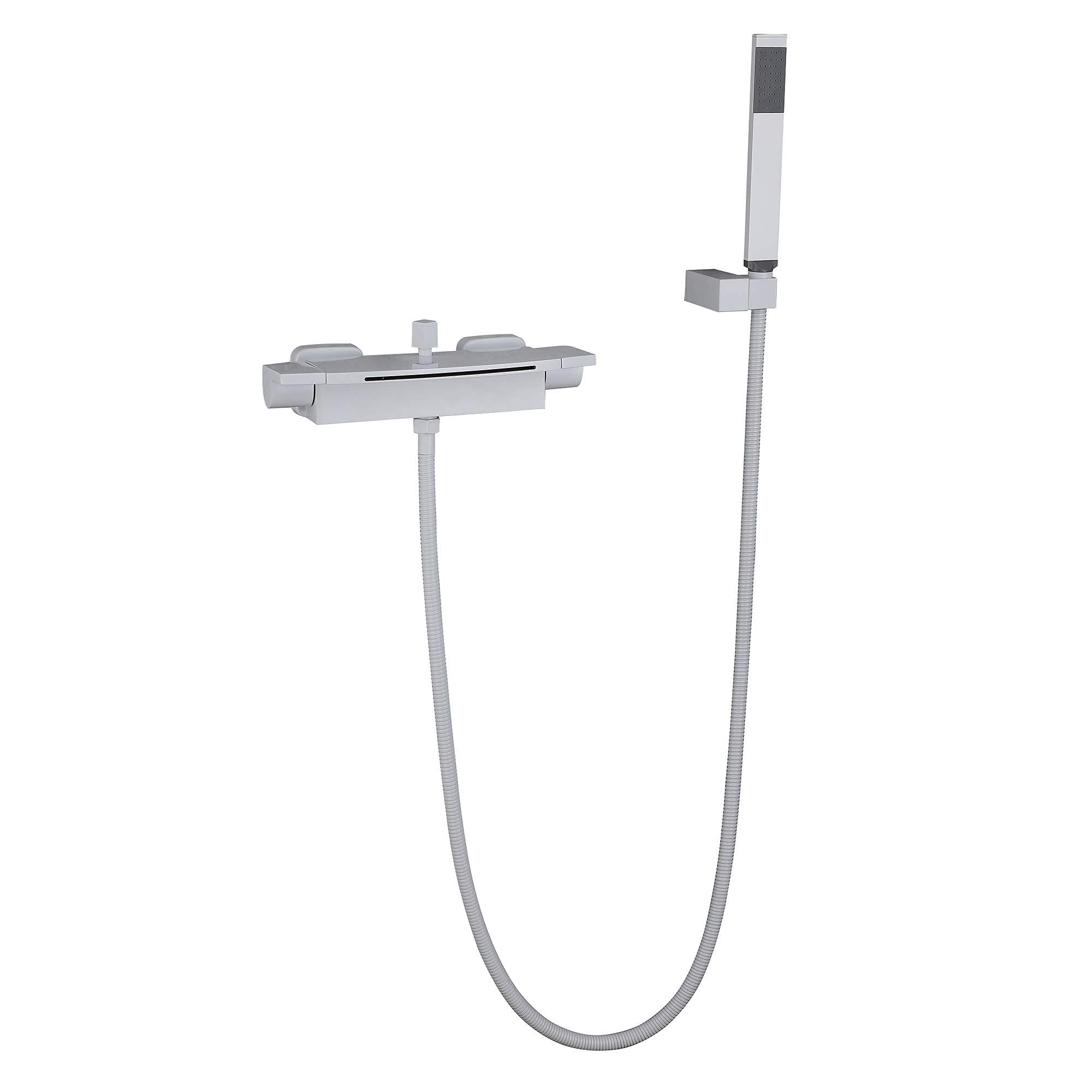 WIQUYBML Kitchen Taps Faucet Waterfall Wall Mounted Bath Mixer Tap White Bathtub Filler Handheld Shower with Attachment (A), b