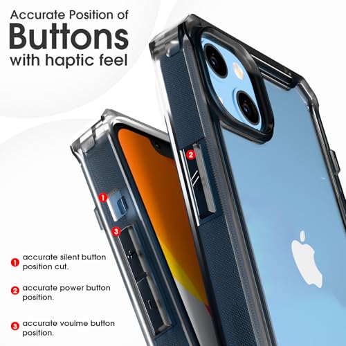 Image of Pikkme Back Cover for iPhone 13 / iPhone 14 PC + TPU Transparent Hybrid Shock Absorption Bumper Case (Black)