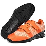 LIPPAN Deadlift Weightlifting Shoes for Mens Powerlifting & Bodybuilding Fitness Sneakers Comfortable Gym Training,Orange,8