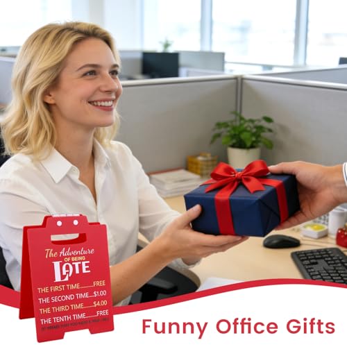 Funny Desk Signs Office Desk Accessories Funny Office Decor for Women Men Employee Appreciation Gifts Cubicle Accessories Gag Gifts for Men Women Coworker Teammate Employee Manager Boss (the Adventure of Being Late)