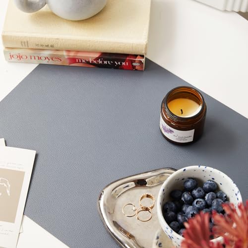 DOLOPL Grey Placemats Set of 6, Wipeable Faux Leather Place Mats - image 2