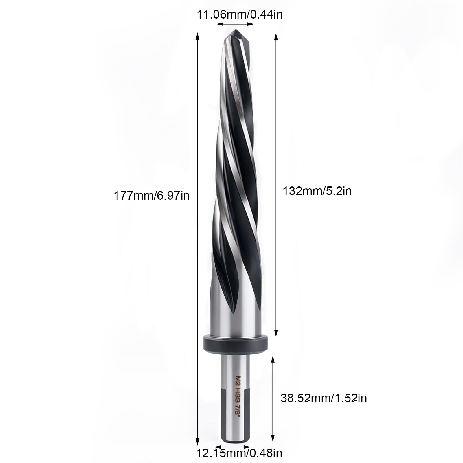 7/8in Bau-Reibahle-Bohrer, M2 HSS-Kegelreibahle mit 1/2in-Schaftfutter für Stahl, Legierungen und Holz zum Ausrichten vorhandener Löcher und zum Vergrößern von Löchern TS/JD-01