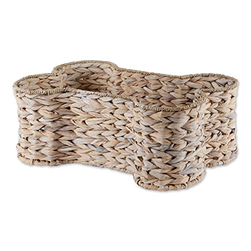 Image of Bone Dry Pet Storage Collection, Bone Shape Hyacinth Toy Basket, White Wash, Small - 17.75x11x7.5 inch