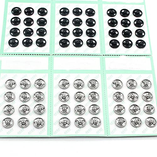 Leekayer 10 Mm Metal Press Button For Sewing Clothing Black Silver Sew-On Snap Buttons 72 Sets Brass Snap Fastener Buttons 0.39 Inch #TOP5