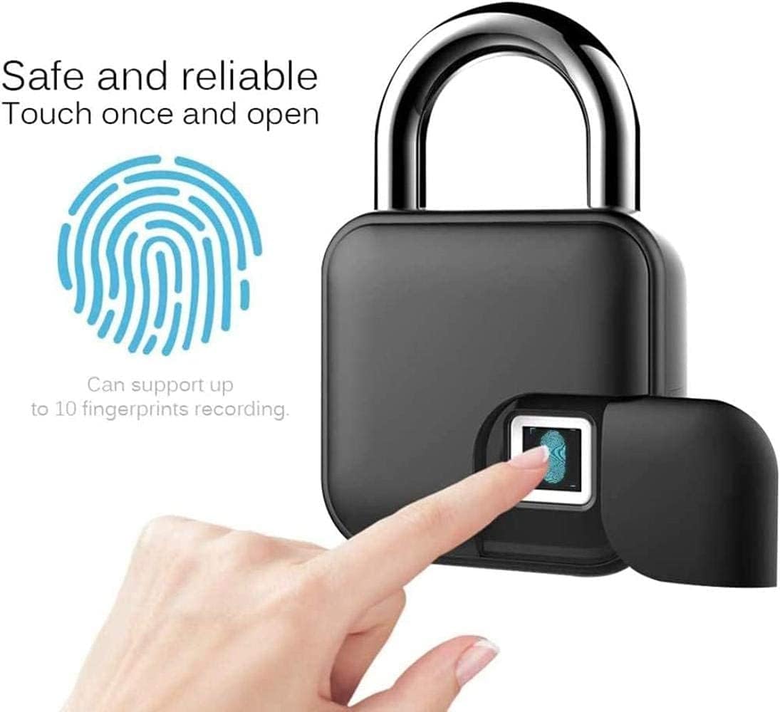 Smart Fingerprint Padlock, Waterproof Electronic Gym Warehouse Door Dormitory Door Lock, Anti-Theft Biometric Padlock Outdoor Security Keyless Padlock Can Collect 10 Fingerprints