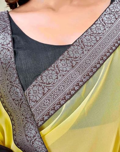 Image of SIRIL Women's Georgette Foil Printed Saree with Unstitched Blouse Piece