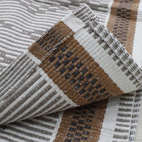 Jogo Tapete de Cozinha Tear Artesanal Rústico 100% Algodão Kit Com 3 Peças