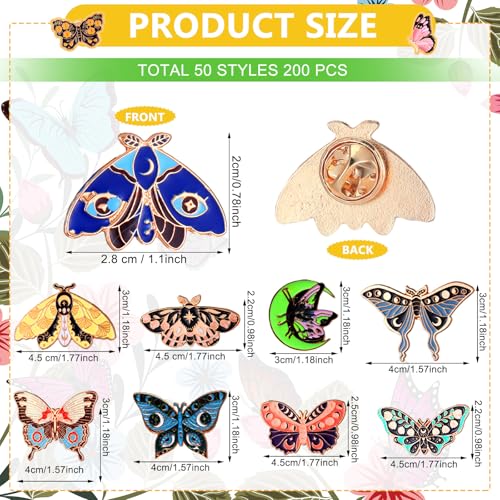 Ceenna 100 Pcs Butterfly Enamel Pins Bulk Cute Backpack Lapel Pins Steampunk Goth Horror Brooches Colorful Moth Butterfly Halloween Decoration for Clothes Women Badge Jewelry Gift2