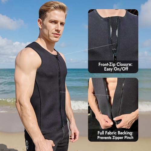 Chaleco de Neopreno para Hombre y Mujer, 3mm con Cierre Frontal, Top para Buceo y Deportes Acuáticos miniatura 3