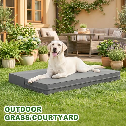 Image of Outdoor Waterproof Dog Bed Large Washable XL Crate Pad 42 inch Leather Wipeable