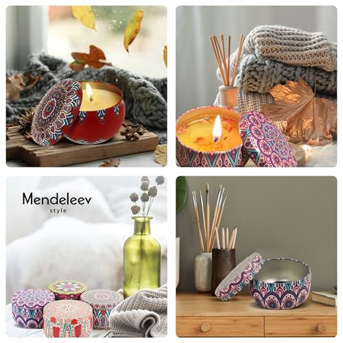 MENDELEEV STYLE Candle Tin 4.5 Oz Set 24 pcs Patterns Empty Candle Tins Candle Jars for Candle Making with Wicks, Wick Holders& Stickers + Beautiful Gift Wrap Box by MENDELEEV STYLE - Image 9