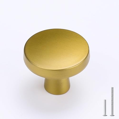 goldenwarm LS5310YW - Perillas de latón cepillado doradas, pomos de cajón dorados, pomos dorados para cajones, pomos modernos para cajones de