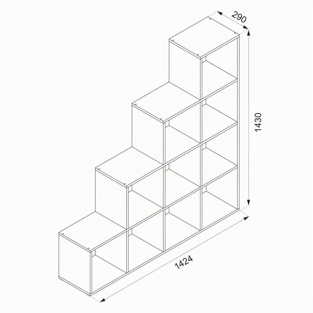 Vicco Étagère, Blanc, 142.5x140cm, utilisable comme séparateur d’Espace à Structure en Forme d’échelle