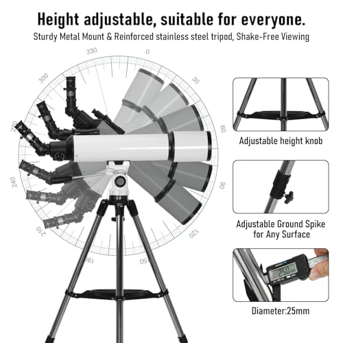 undefined Telescope,Galaeyes 90mm Aperture 600mm FL, Telescope for Adults High Powered,Metal AZ & Stainless Steel Tripod, Stargazing APP & Phone Adapter,Aperture 90mm の商品画像 4
