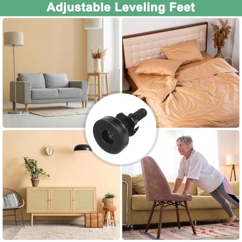 Image of M METERXITY 4-Pack Furniture Feet 3 /8 inch-16 Thread W T-Nut Kit 1320LBS Black | Adjustable Furniture Leg Levelers, Adjustable Leveling Feet Supports, for Tables /Cabinets /Large Base Supports